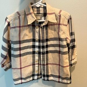 Burberry Plaid Cotton Shirt in Cream and Black